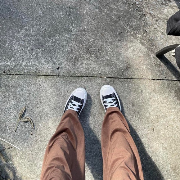 brown corduroy feel wide leg pants - Picture 4 of 4